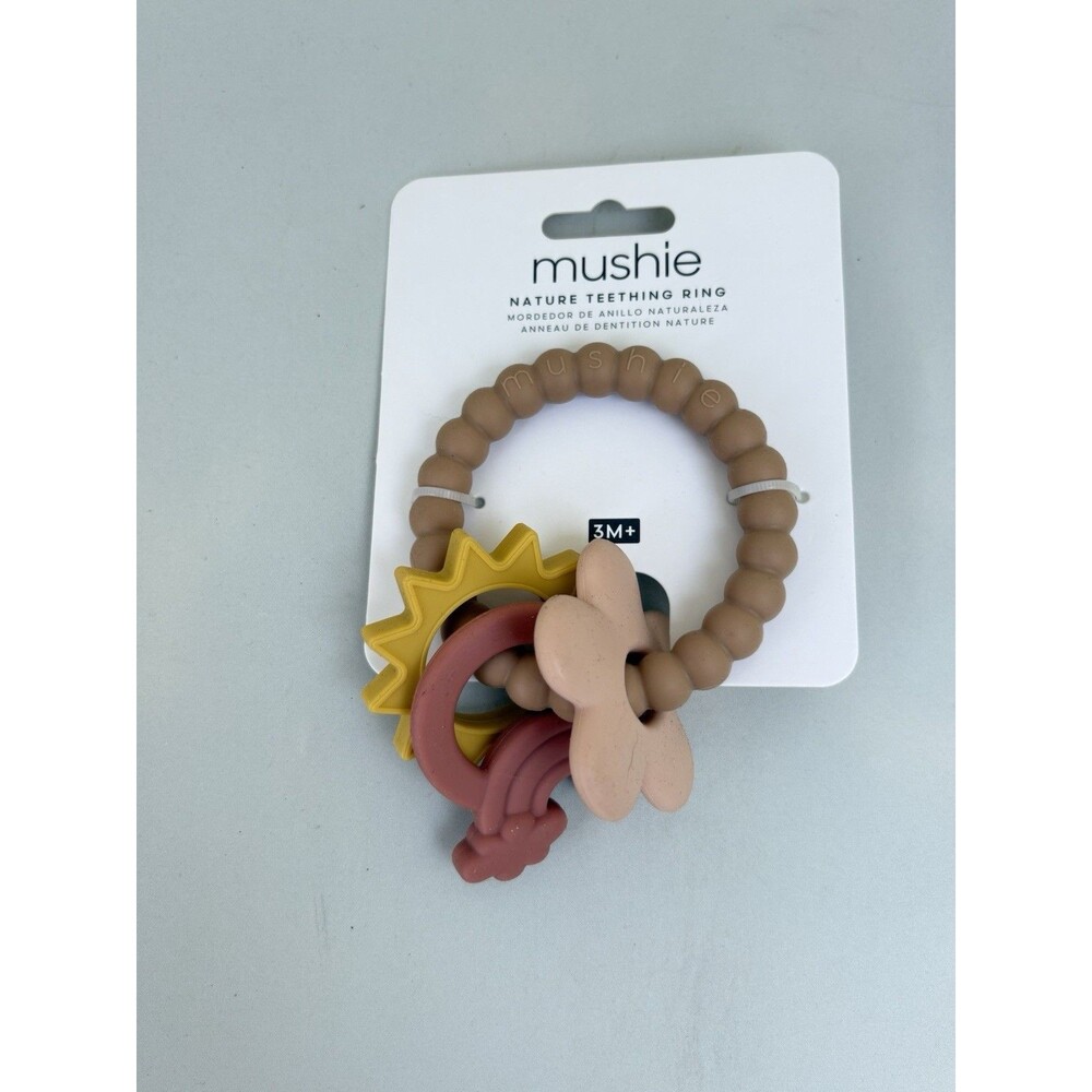 Mushie Nature Teething Ring Sun Rainbow Flower Baby Toy Teether 3 months +